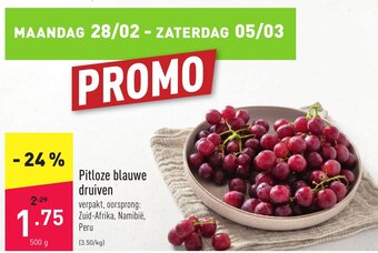 ALDI Pitloze blauwe druiven 500g aanbieding