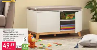 Zitbank met kussen 80x47x38cm