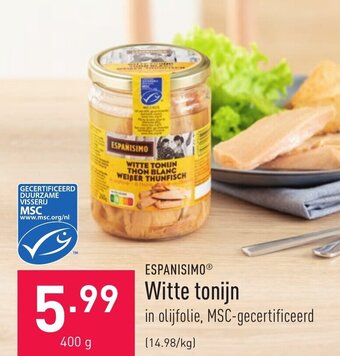 ALDI Witte tonijn 400g aanbieding