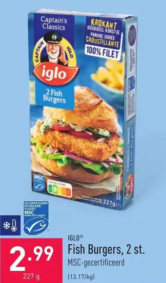 ALDI Fish Burgers, 2 st. 227g aanbieding