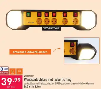 ALDI Wandcontactdoos met ledverlichting 56.3x13x6.3cm aanbieding