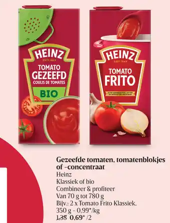 Delhaize Gezeefde tomaten, tomatenblokjes of -concentraat aanbieding