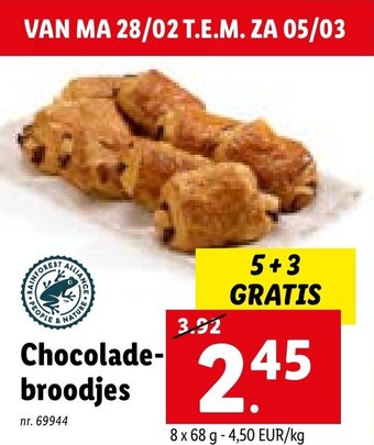 Lidl Chocolade broodjes 8 x 68 g aanbieding
