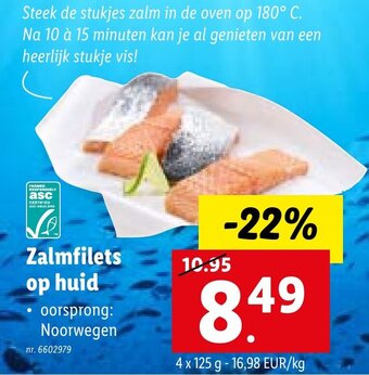 Lidl Zalmfilets op huid 4 x 125 g aanbieding