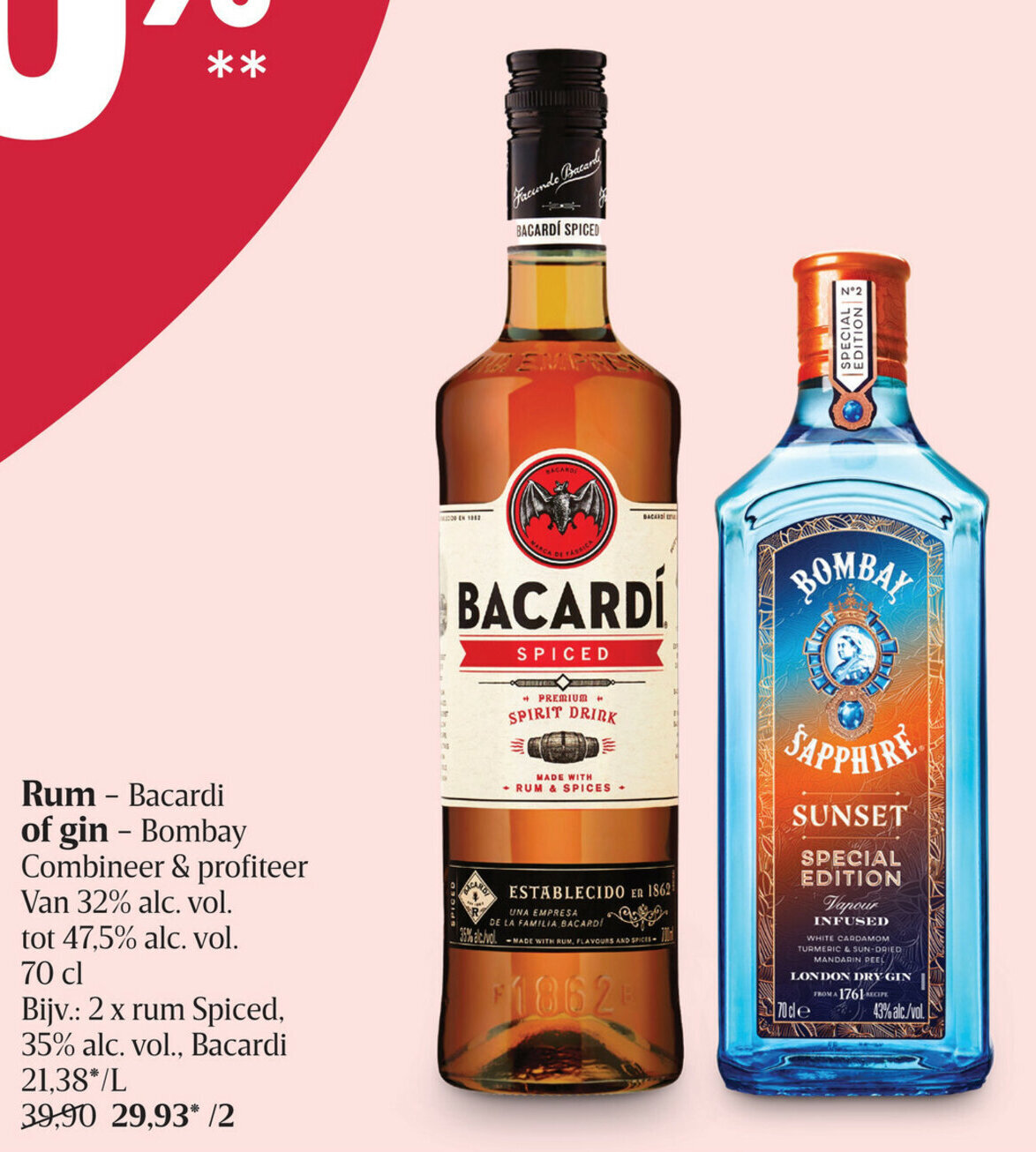 Rum of gin promotie bij Delhaize