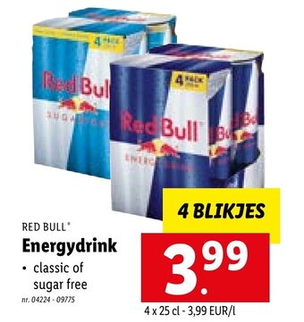Red Bull Energydrink 4 x 25 cl