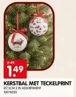 Yess Kerstbal met teckelprint aanbieding