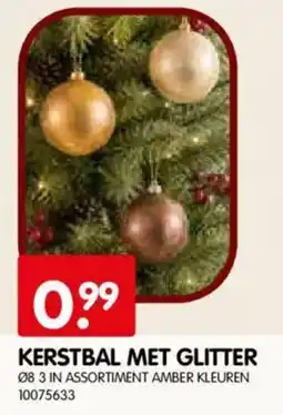 Yess Kerstbal met glitter aanbieding