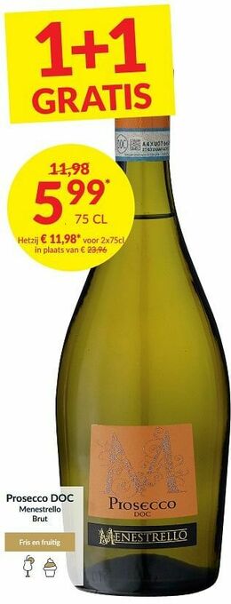 Intermarché Prosecco doc menestrello brut aanbieding