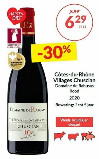 Intermarché Côtes-du-rhône villages chusclan domaine de rabusas rood aanbieding