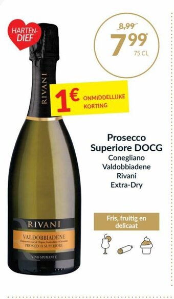 Intermarché Prosecco Superiore DOCG Conegliano Valdobbiadene Rivani Extra Dry aanbieding