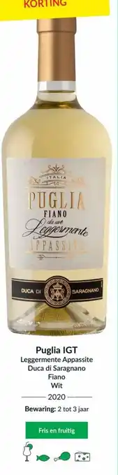 Intermarché Puglia IGT Leggermente Appassite Duca di Saragnano Fiano Wit 2020 aanbieding