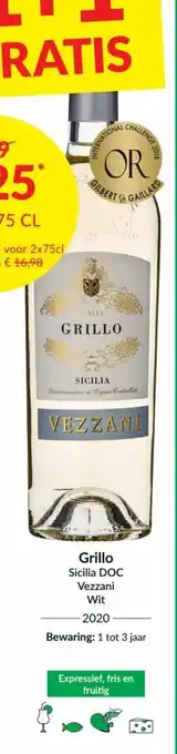 Intermarché Grillo Sicilia DOC Vezzani Wit 2020 aanbieding