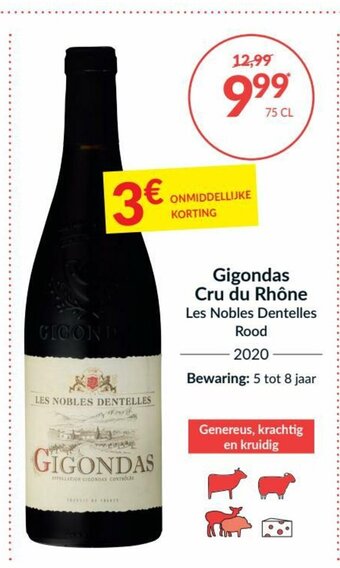 Intermarché Gigondas Cru du Rhone Les Nobles Dentelles Rood 2020 aanbieding