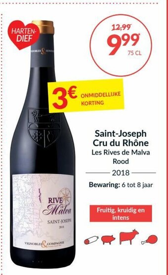 Intermarché Saint-Joseph Cru du Rhone Les Rives de Malva Rood 2018 aanbieding