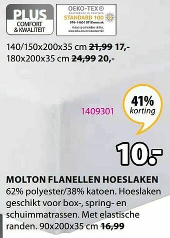 Jysk Molton flanellen hoeslaken aanbieding