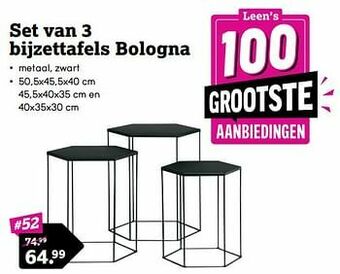 Leen Bakker Set van 3 bijzettafels bologna aanbieding