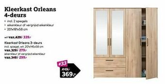 Leen Bakker Kleerkast orleans 4-deurs aanbieding
