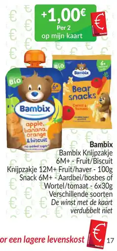 Intermarché Bambix Knijpzakje Fruit/Biscuit aanbieding