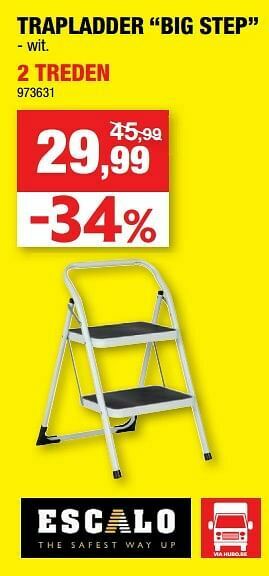 Hubo Trapladder big step 2 treden aanbieding