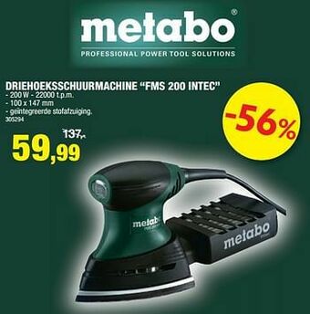Hubo Metabo driehoeksschuurmachine fms 200 intec aanbieding