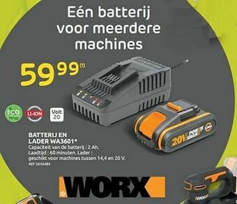 Brico Batterij en lader wa3601 aanbieding
