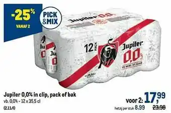 Makro Jupiler 0,0% in clip, pack of bak aanbieding