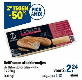 Délifrance afbakbroodjes halve stokbroden - wit