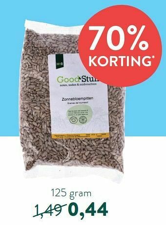 Holland & Barrett Good stuff zonnebloempitten aanbieding