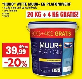 Hubo Hubo witte muur- en plafondverf aanbieding