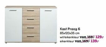 Leen Bakker Kast praag 6 wit-eikenkleur aanbieding
