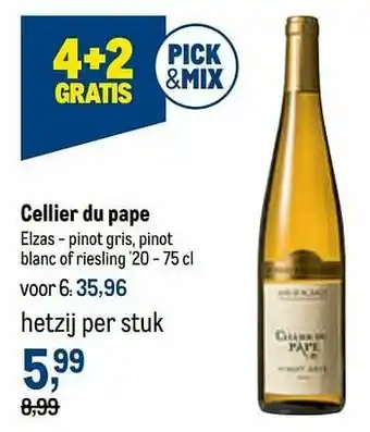 Cellier du pape elzas - pinot gris, pinot blanc of riesling `20