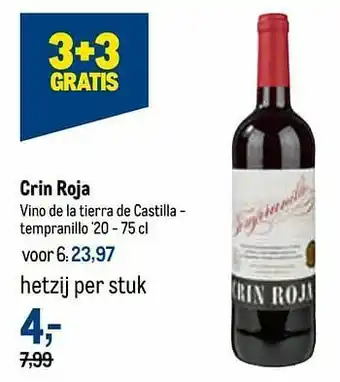 Makro Crin roja vino de la tierra de castilla - tempranillo `20 aanbieding
