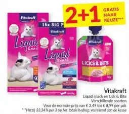 Intermarché Vitakraft Liquid snack en Lick & Bite aanbieding