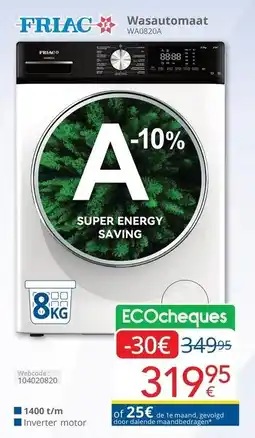 Eldi Wasautomaat Friac aanbieding