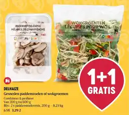 Delhaize Gesneden paddenstoelen of wokgroenten aanbieding