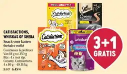 Delhaize Catisfactions, Whiskas of Sheba snack voor katten aanbieding