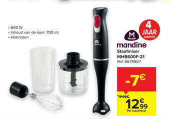 Carrefour Mandine Staafmixer MHB600F-21 aanbieding