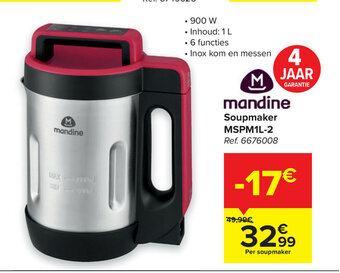 Carrefour Mandine Soupmaker MSPM1L-2 aanbieding