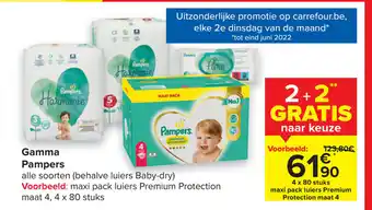 Carrefour Gamma Pampers maxi pack luiers Premium Protection maat 4 4 x 80 stuks aanbieding