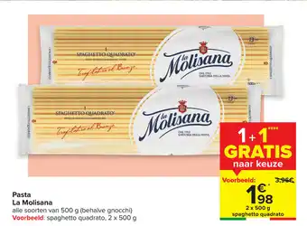 Carrefour Pasta La Molisana spaghetto quadrato 2 x 500 g aanbieding