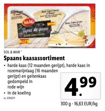 Lidl Sol & Mar Spaans kaasassortiment 300 g aanbieding
