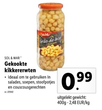 Lidl Sol & Mar Gekookte kikkererwten 400 g aanbieding