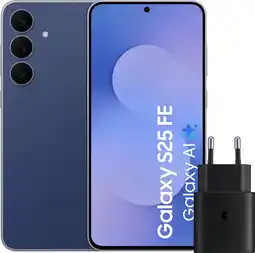 Coolblue Samsung Galaxy S25 FE 256GB Donkerblauw 5G + Samsung Oplader 25 Watt Zwart aanbieding