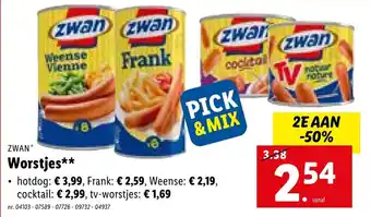Lidl Zwan Worstjes aanbieding