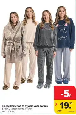 Carrefour Fleece kamerjas of pyjama voor dames aanbieding