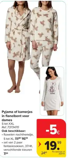 Carrefour Pyjama of kamerjas in flanelbont voor dames aanbieding