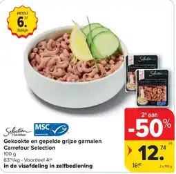 Carrefour Market Gekookte en gepelde grije garnalen aanbieding