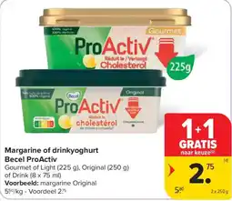 Carrefour Margarine of drinkyoghurt Becel ProActiv aanbieding