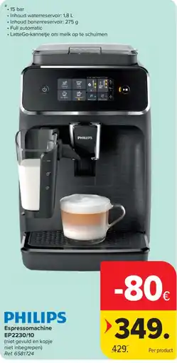 Carrefour Philips Espressomachine EP2230/10 aanbieding